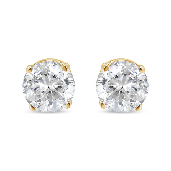 14K Yellow Gold 1/2 Cttw Round-Cut Diamond Solitaire Stud Earrings (O-P Color, SI2-I1 Clarity)