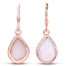 18K Rose Gold Plated 7.60 Carat Genuine Pink Opal .925 Sterling Silver Earrings-2