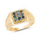 14K Yellow Gold Plated 0.63 Carat Genuine Blue Diamond .925 Sterling Silver Ring-1