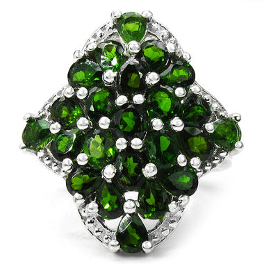 3.73 Carat Genuine Chrome Diopside .925 Sterling Silver Ring - 0