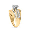 14K Yellow Gold 2-1/3 Cttw Diamond Cluster Channel Set Chevron Shaped Engagement Ring (H-I Color, SI1-SI2 Clarity) - Ring Size 7-4