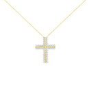 10K Yellow Gold 4.0 Cttw Diamond Two Row Cross 18" Pendant Necklace (J-K Clarity, I1-I2 Color)-2