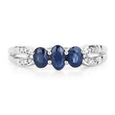 0.73 Carat Genuine Blue Sapphire and White Diamond 14K White Gold Ring-3
