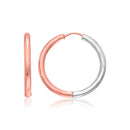 14k Rose & White Gold Hinged Hoop Earrings-1