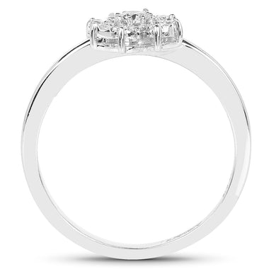 0.18 Carat Genuine White Diamond 14K White Gold Ring (E-F-G Color, SI Clarity) - 0