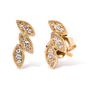 10K Yellow Gold 1/10 Cttw Diamond Triple Leaf Stud Earring (H-I Color, I1-I2 Clarity)-2