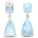 11.54 Carat Genuine Larimar .925 Sterling Silver Earrings-2