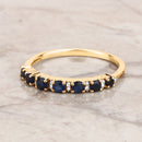 0.43 Carat Genuine Blue Sapphire and White Diamond 14K Yellow Gold Ring-4