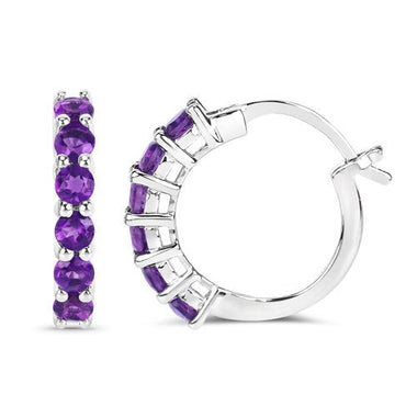 1.20 Carat Genuine Amethyst .925 Sterling Silver Earrings - 0
