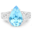 5.50 Carat Genuine Swiss Blue Topaz and White Topaz .925 Sterling Silver Ring-3