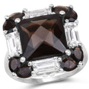 7.43 Carat Genuine Smoky Quartz & White Topaz .925 Sterling Silver Ring-1