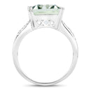 10.64 Carat Genuine Green Amethyst and White Topaz .925 Sterling Silver Ring-2