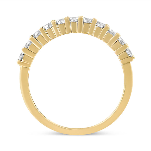 IGI Certified 1/2 Cttw Diamond 10K Yellow Gold Prong Set Fluted Band Style Wedding Ring (J-K Color, I1-I2 Clarity) - Size 7
