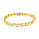 10K Yellow Gold Plated Sterling Silver 2 cttw Diamond "XOXO" Bracelet (J-K Clarity, I1-I2 Color) - Size 7.25"-2