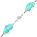 29.70 Carat Genuine Amazonite and White Agate .925 Sterling Silver Bracelet-4