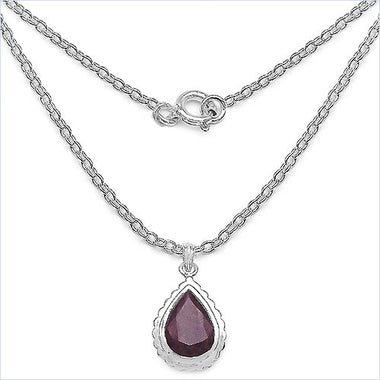 14.10 Carat Genuine Ruby .925 Sterling Silver Pendant - 0