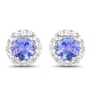 3.77 Carat Genuine Tanzanite and White Topaz .925 Sterling Silver 3 Piece Jewelry Set (Ring, Earrings, and Pendant w/ Chain)-4