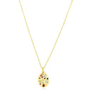 14k Yellow Gold High Polish Oval Gemstone Inlay Necklace-1