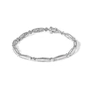 14K White Gold 1-1/2 Cttw Round Brilliant-Cut & Baguette Cut Diamond Bezel and Tapered Link 7" Tennis Bracelet (H-I Color, I1-I2 Clarity)-2