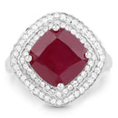 5.86 Carat Glass Filled Ruby and White Topaz .925 Sterling Silver Ring-3