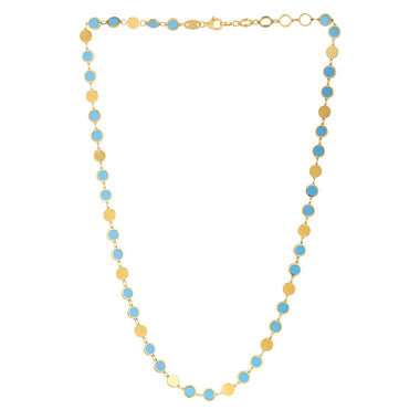14k Yellow Gold Turquoise Geometric Mirror Gem Chain Necklace (5.00 mm) - 0
