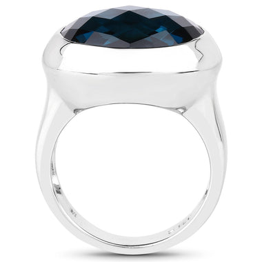 10.25 Carat Genuine London Blue Topaz .925 Sterling Silver Ring - 0
