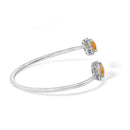 .925 Sterling Silver 8mm Cushion Cut Yellow Citrine Gemstone and Diamond Accent Split Bypass Bangle Bracelet (H-I Color, SI1-SI2 Clarity)  - Fits up to 7.75" Inches-2