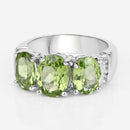 4.14 Carat Genuine Peridot and White Topaz .925 Sterling Silver Ring-4