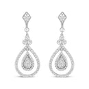 18K White Gold 1 1/4 Cttw Round Diamond Openwork Teardrop-Shaped Dangle Earrings (F-G Color, VS1-VS2 Clarity)-1