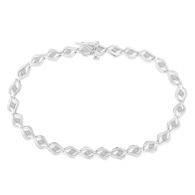 .925 Sterling Silver 1/2 Cttw Rose Cut Diamond Almond Shape Link Tennis Bracelet (I-J Color, I3 Clarity) - 7â€Â - 0