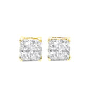 10K Yellow Gold Plated .925 Sterling Silver 1.0 Cttw Princess-Cut Diamond Composite Multi Stone Stud Earrings (J-K Color, SI2-I1 Clarity)-2