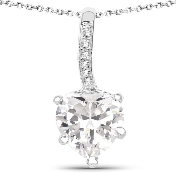 4.46 Carat Genuine White Cubic Zirconia .925 Sterling Silver Pendant