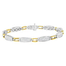 14K Yellow and White Gold 2.0 Cttw Princess Cut Diamond Tapered and Equal Sign Link Bracelet (G-H Color, SI1-SI2 Clarity) - 7"-1