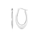 14k White Gold Polished Graduated Oval Hoop Earrings-1