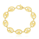 14k Yellow Gold High Polish Lite Puffed Mariner Link Bracelet (15 mm)-2