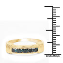 14K Yellow Gold Plated 0.50 Carat Genuine Blue Diamond .925 Sterling Silver Ring-3