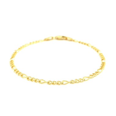 2.6mm 10k Yellow Gold Link Figaro Bracelet - 0
