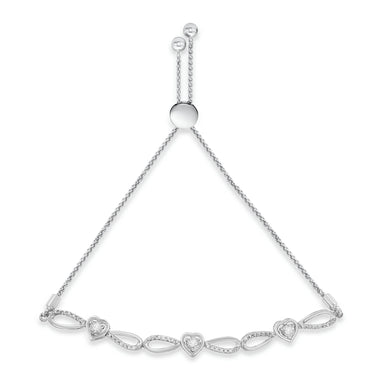 .925 Sterling Silver Diamond Accent Heart and Infinity 4â€-10â€ Adjustable Bolo Bracelet (I-J Color, I3 Clarity) - 0