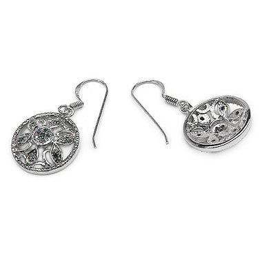 0.18 Carat Genuine Blue Diamond .925 Sterling Silver Earrings - 0