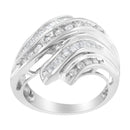 10K White Gold Round and Baguette Cut Diamond Channel Ring (3/4 Cttw, H-I Color, SI2-I1 Clarity) - Size 7-2