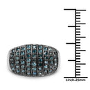 0.83 Carat Genuine Blue Diamond and White Diamond .925 Sterling Silver Ring-4