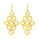 14k Yellow Gold Earrings with Textured Open Circle Motifs-1
