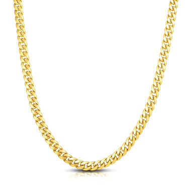 7.0mm 14k Yellow Gold Classic Miami Cuban Solid Chain - 0