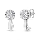 14K White Gold 3/4 Cttw Diamond Floral Cluster Drop and Dangle Stud Earrings (H-I Color, I1-I2 Clarity)-3