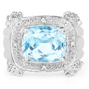 4.90 Carat Genuine Blue Topaz & White Topaz .925 Sterling Silver Ring-3