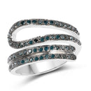 0.83 Carat Genuine Blue Diamond .925 Sterling Silver Ring-1