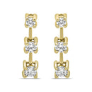 14K Yellow Gold 1/2 Cttw Round Diamond 3 Stone Graduated Linear Drop Past, Present and Future Stud Earrings (H-I Color, SI1-SI2 Clarity)-2