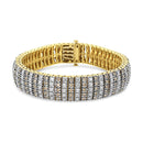 10K Yellow Gold 10-1/3 Cttw Alternating Coco Color and White Diamond 5 Row Tennis Bracelet (Brown/H-I Color, SI1-SI2 Clarity) - Size 7.25-1