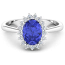 1.92 Carat Genuine Tanzanite and White Diamond 14K White Gold Ring-3