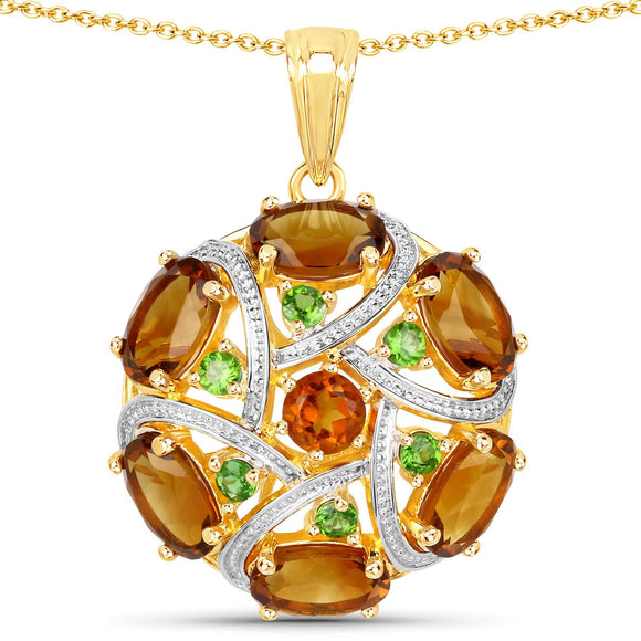 6.87 Carat Genuine Multi Stones .925 Sterling Silver Pendant